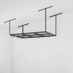 Support de rangement suspendu pour garage 4'x6' avec 8 crochets accessoires, noir, capacité de 450 lb