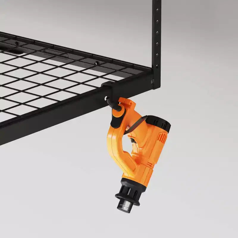 Support de rangement suspendu pour garage 4'x6' avec 8 crochets accessoires, noir, capacité de 450 lb