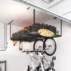 Support de rangement suspendu pour garage 4'x6' avec 8 crochets accessoires, noir, capacité de 450 lb