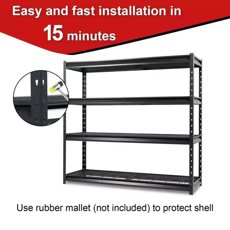 Étagère en acier robuste à 4 niveaux 77"x24"x72", gris foncé, capacité de 4536 kg