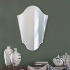 Miroir mural arqué de 41,5"x29" avec cadre en fer gris mat, style moderne, fixation murale