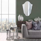 Miroir mural arqué de 41,5"x29" avec cadre en fer gris mat, style moderne, fixation murale