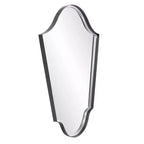 Miroir mural arqué de 41,5"x29" avec cadre en fer gris mat, style moderne, fixation murale