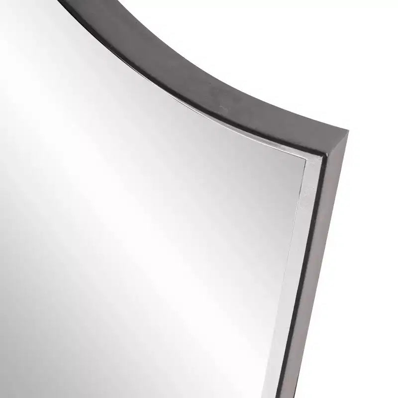 41.5"x29" Arched Wall Mirror with Matte Gray Iron Frame, Modern Style, Wall Mount