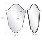 Miroir mural arqué de 41,5"x29" avec cadre en fer gris mat, style moderne, fixation murale