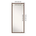 Miroir de sol intégral 27"x63" sans biseau, cadre en bois marron rustique