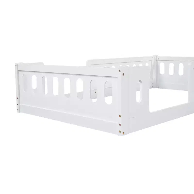 Lit plate-forme double/grand simple, lit au sol pour enfant avec garde-corps