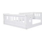 Lit plate-forme double/grand simple, lit au sol pour enfant avec garde-corps