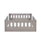 Lit plate-forme double/grand simple, lit au sol pour enfant avec garde-corps