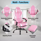 Chaise de bureau gamer avec repose-pieds et soutien lombaire