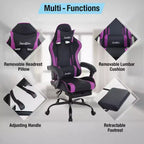 Chaise de bureau gamer avec repose-pieds et soutien lombaire