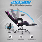 Chaise de bureau gamer avec repose-pieds et soutien lombaire