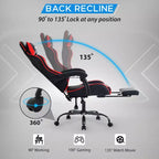Chaise de bureau gamer avec repose-pieds et soutien lombaire