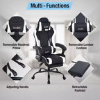 Chaise de bureau gamer avec repose-pieds et soutien lombaire