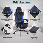 Chaise de bureau gamer avec repose-pieds et soutien lombaire