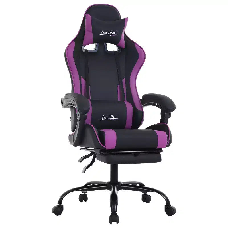 Gaming Chair Office Computer Desk Chair with Footrest and Lumbar Support
