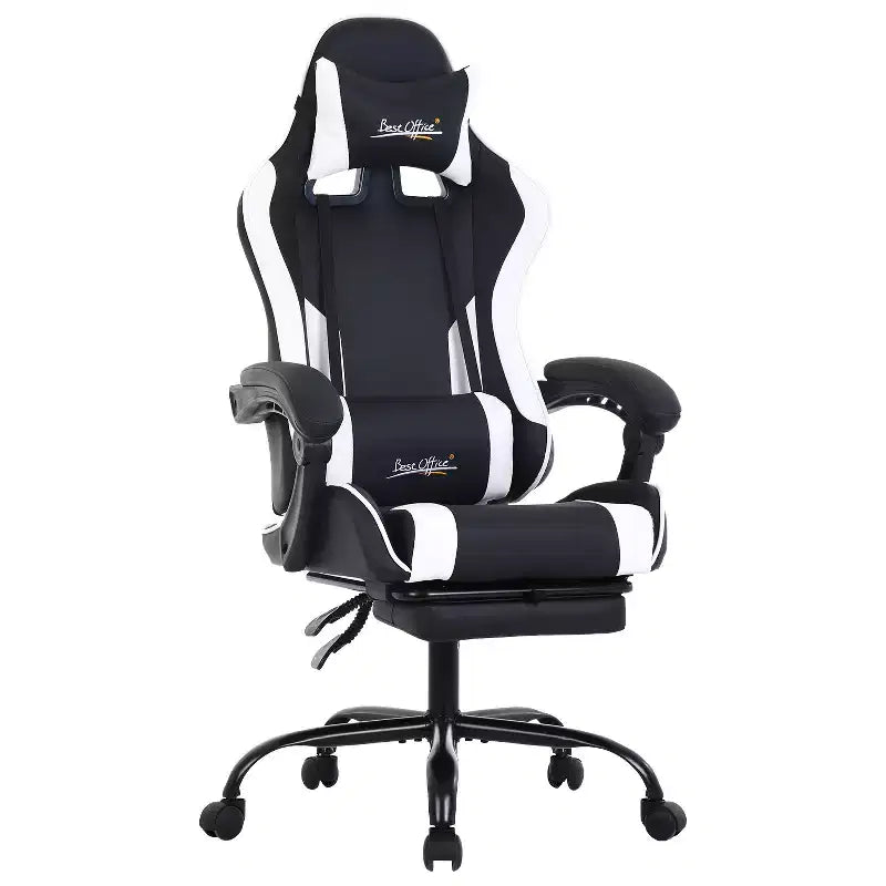 Gaming Chair Office Computer Desk Chair with Footrest and Lumbar Support