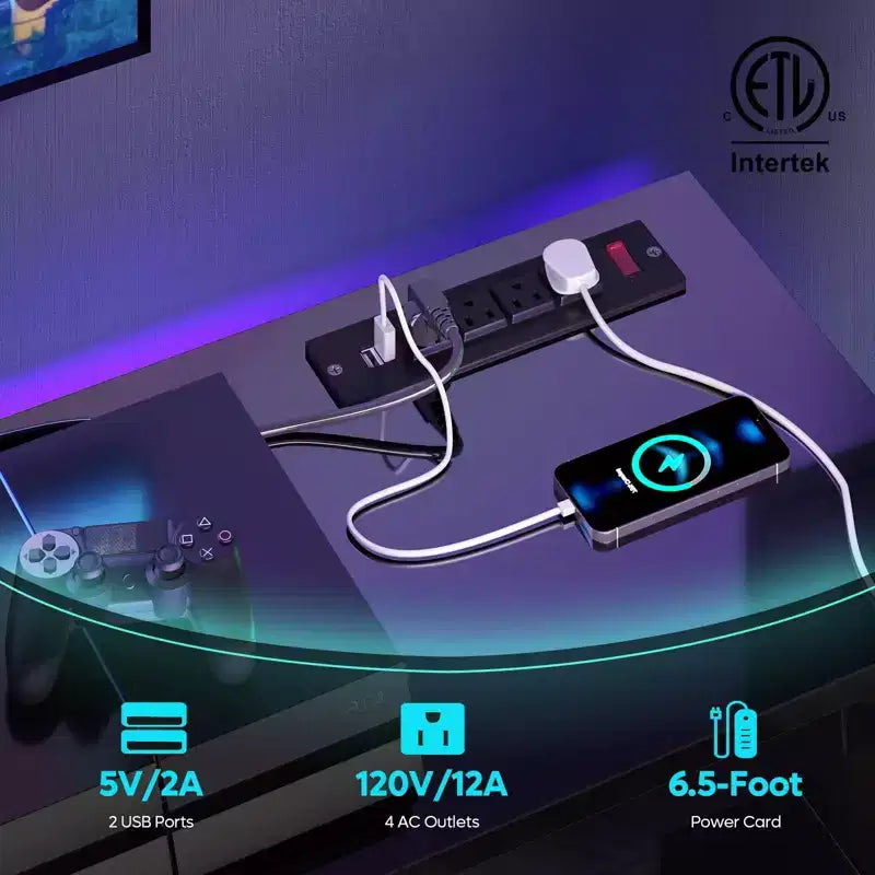 Meuble TV LED 55" Console multimédia moderne avec prise de courant et rangement
