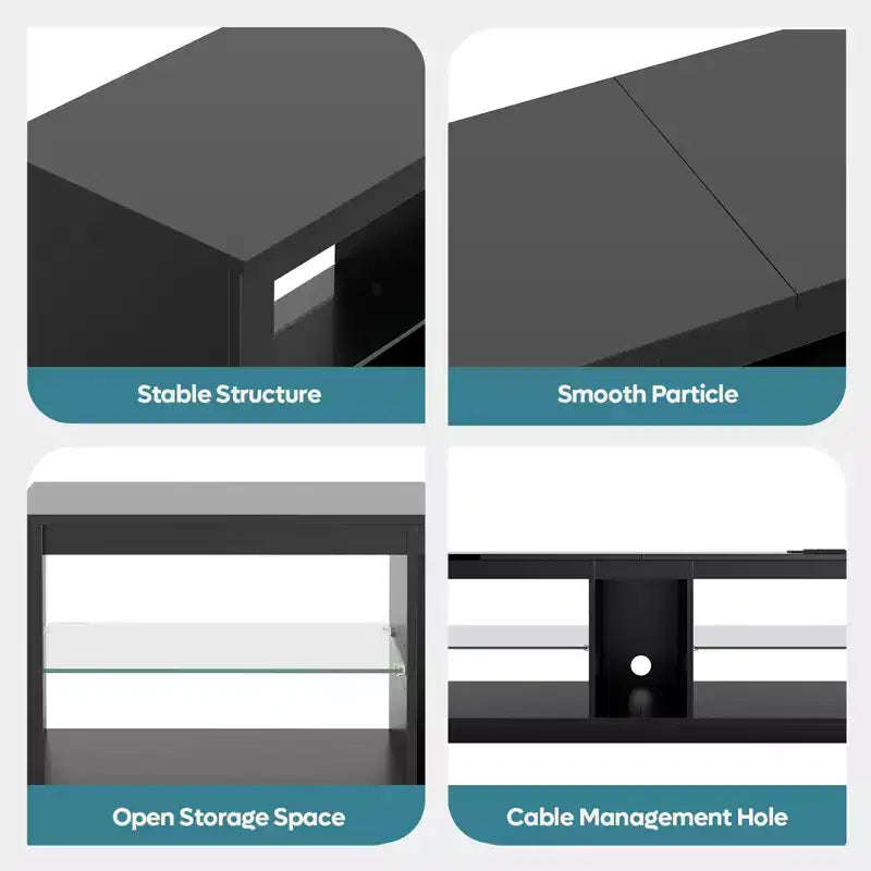 Meuble TV LED 55" Console multimédia moderne avec prise de courant et rangement