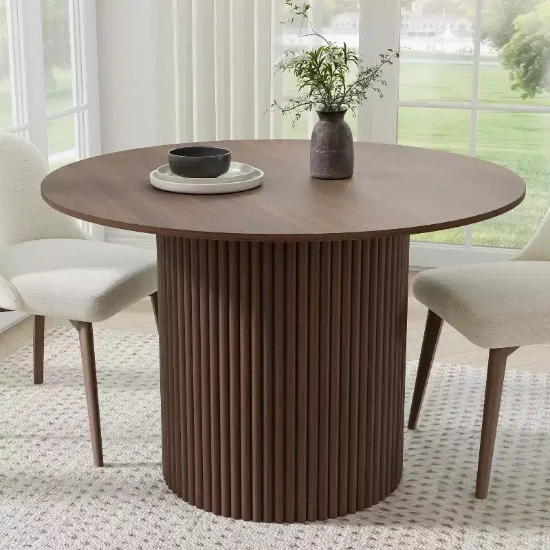 Table à manger ronde en bois massif de 46 po