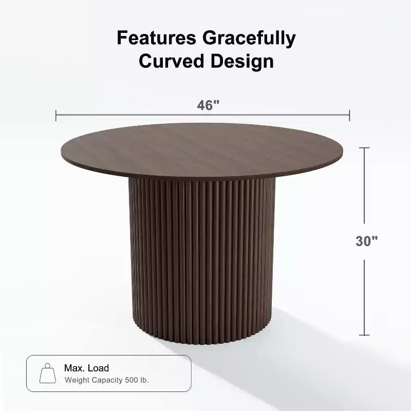 Table à manger ronde en bois massif de 46 po