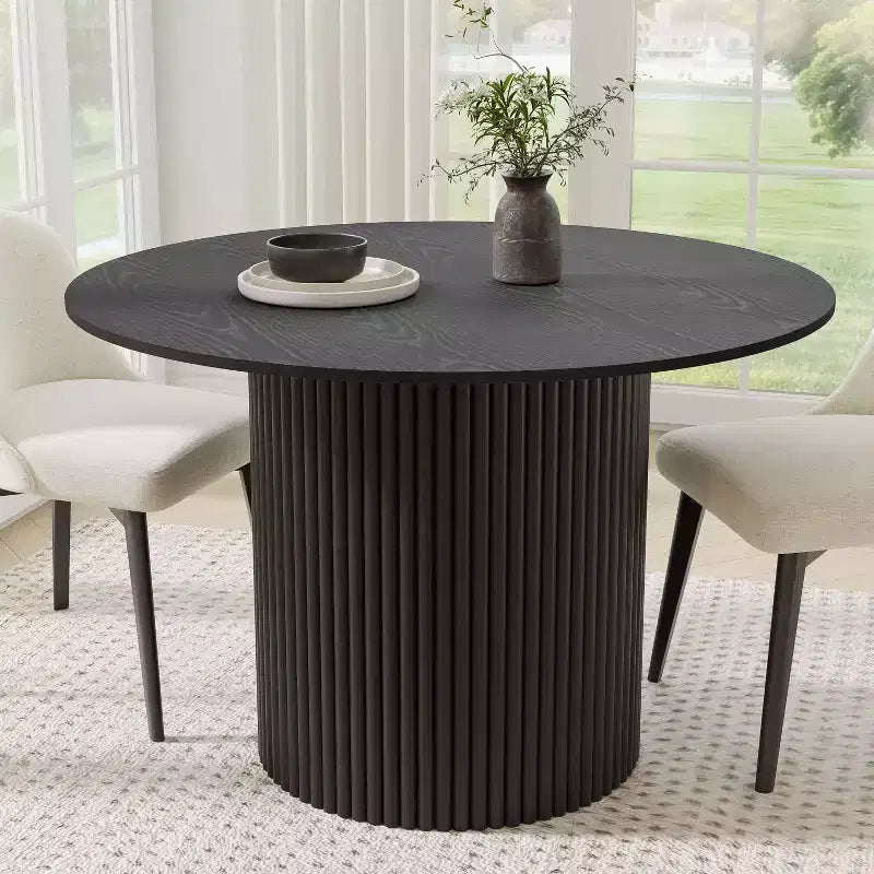 Table à manger ronde en bois massif de 46 po