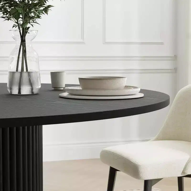 Table à manger ronde en bois massif de 46 po