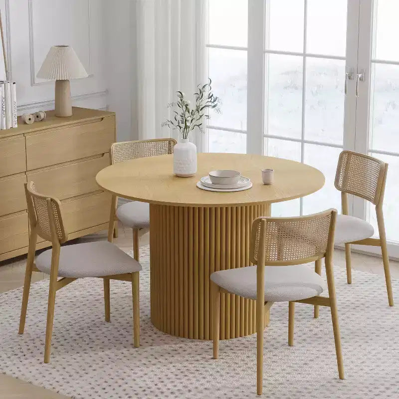 Table à manger ronde en bois massif de 46 po