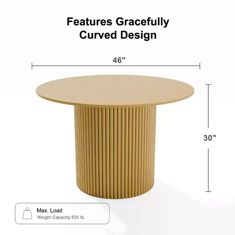 Table à manger ronde en bois massif de 46 po