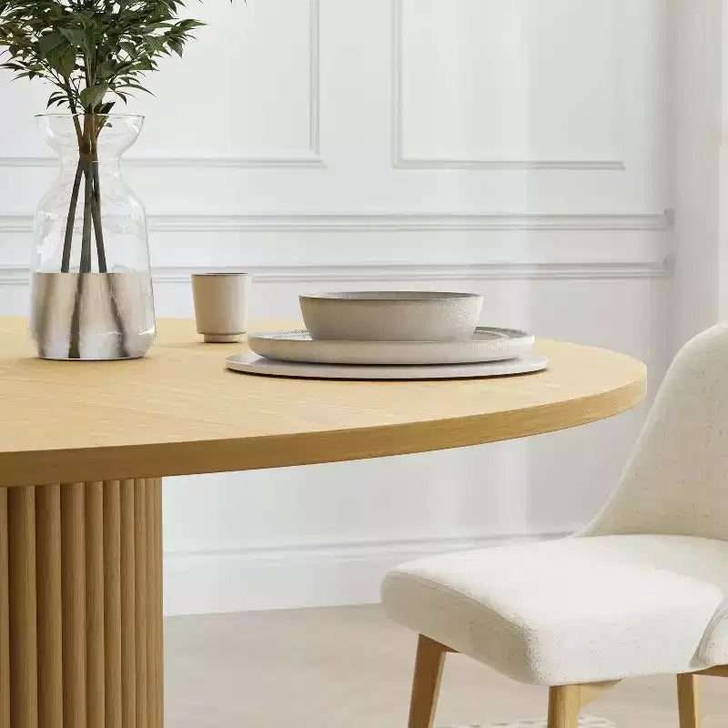 Table à manger ronde en bois massif de 46 po