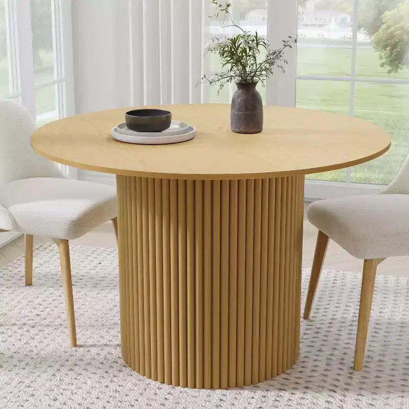 Table à manger ronde en bois massif de 46 po