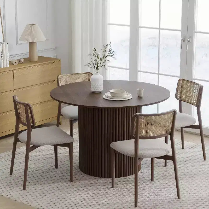 Table à manger ronde en bois massif de 46 po
