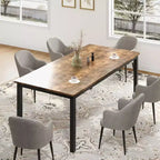 Whizmax Dining Table for 6-8 People, Rectangular Wood Kitchen Table with Strong Metal Frame, Industrial Large Long Dining Room Table for Big Family