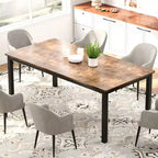 Table à manger rectangulaire en bois pour 6-8 personnes avec cadre en métal, grande table de salle à manger industrielle