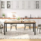 Table à manger rectangulaire en bois pour 6-8 personnes avec cadre en métal, grande table de salle à manger industrielle