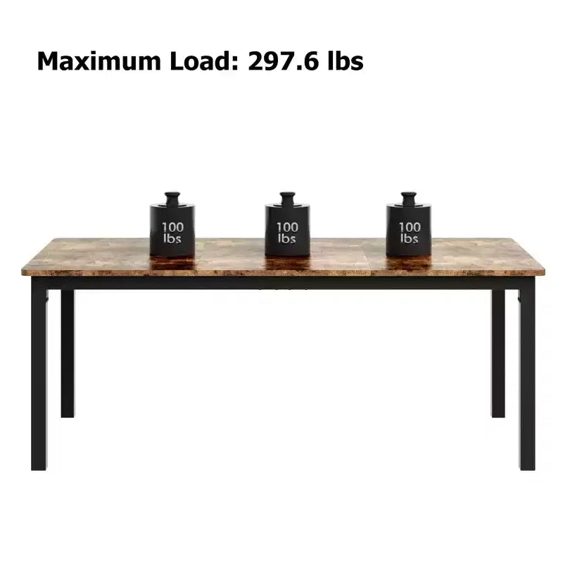 Table à manger rectangulaire en bois pour 6-8 personnes avec cadre en métal, grande table de salle à manger industrielle