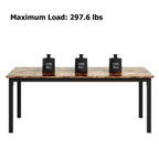 Table à manger rectangulaire en bois pour 6-8 personnes avec cadre en métal, grande table de salle à manger industrielle