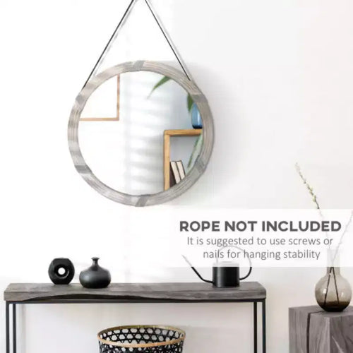 Miroir mural en bois de 30,75 pouces, miroir rond décoratif de style rustique pour la décoration murale du salon