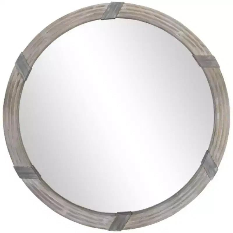 Miroir mural en bois de 30,75 pouces, miroir rond décoratif de style rustique pour la décoration murale du salon