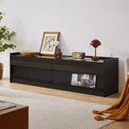 Modern TV Stand TV Console Media Console with 4 Drawer, Charging Ports and Ambient LED Lighting, Natural/Walnut/Black-Christopher Knight Home