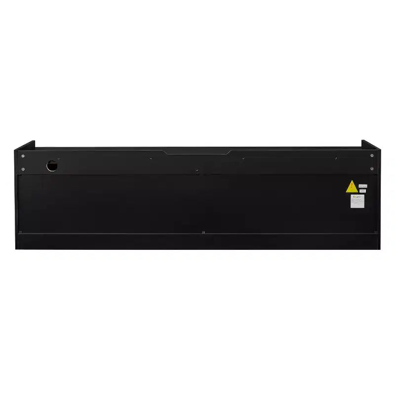 Meuble TV moderne avec 4 tiroirs, ports de charge et éclairage LED ambiant, Naturel/Noyer/Noir