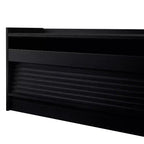 Meuble TV moderne avec 4 tiroirs, ports de charge et éclairage LED ambiant, Naturel/Noyer/Noir