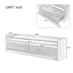 Meuble TV moderne avec 4 tiroirs, ports de charge et éclairage LED ambiant, Naturel/Noyer/Noir