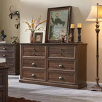 SinCiDo Farmhouse Dresser with 6 Drawer, 58 Wide Vertical Dresser, Drawers Organizer Closet, 2 Different Drawer Sizes for Living Room