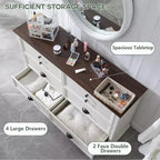 Commode de style fermette avec 6 tiroirs, commode verticale de 147 cm de large, organisateur de tiroirs pour le salon