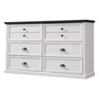 Commode de style fermette avec 6 tiroirs, commode verticale de 147 cm de large, organisateur de tiroirs pour le salon
