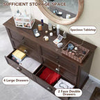 Commode de style fermette avec 6 tiroirs, commode verticale de 147 cm de large, organisateur de tiroirs pour le salon