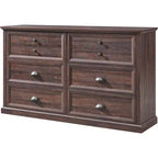 Commode de style fermette avec 6 tiroirs, commode verticale de 147 cm de large, organisateur de tiroirs pour le salon