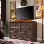 Commode de style fermette avec 6 tiroirs, commode verticale de 147 cm de large, organisateur de tiroirs pour le salon