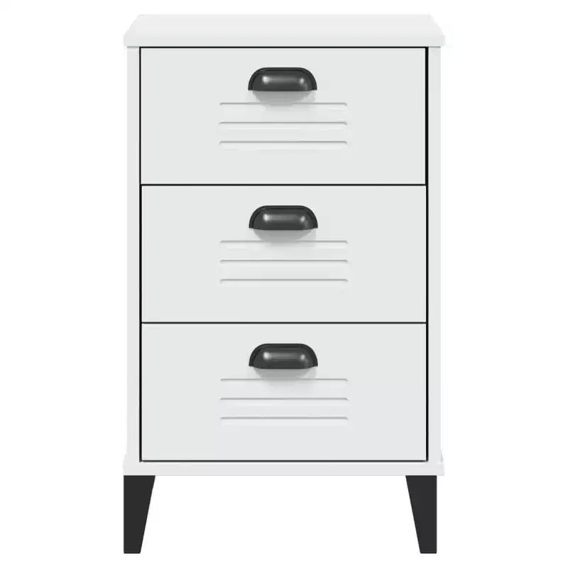 Table de Chevet D'Appoint, Meuble de Chambre, Bois d'Ingénierie, Blanc Gris Anthracite